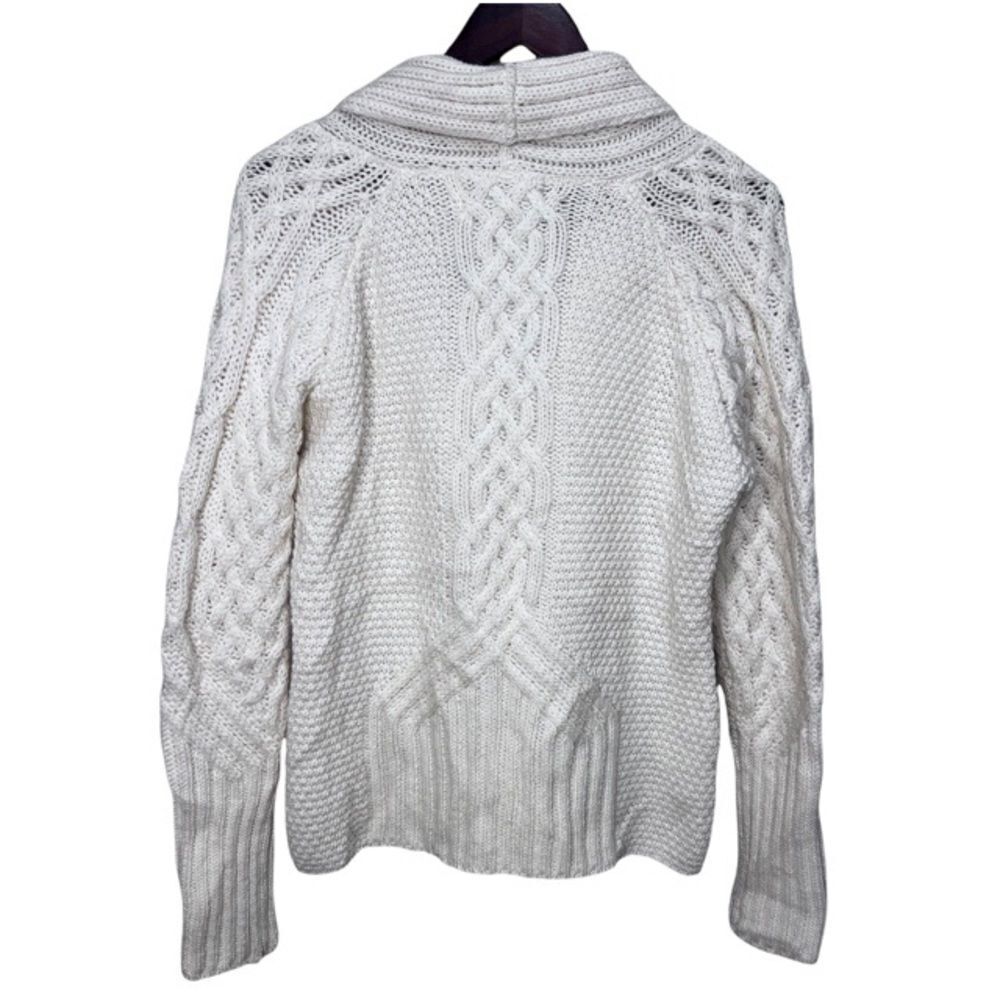 Aran Cream Cable Knit Cardigan Sweater Size Medium - Picture 2 of 10